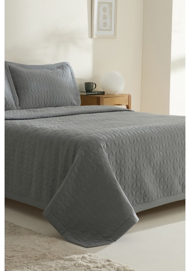 Karaca Home Liora Çift Kişilik Yatak Örtüsü Antrasit Antrasit
