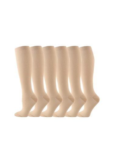 Geeroyoo Xxl Beden Spor Kompresyon Çorapları - Koşu, Bisiklet, Yürüyüş İçin Tıp Bakımı Ve Rehabilitasyon Çorapları 6 Adet Bej