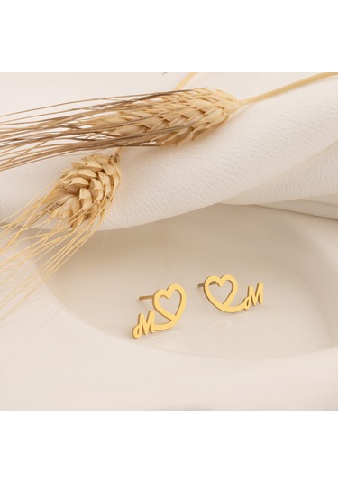 Dkmn Gümüş Kalpli Harf Küpe