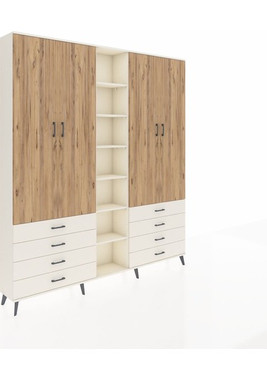 Arges Dolap 10 Raflı 8 Çekmeceli 2 Askılı 220x30x243 Aytaşı-çam/aytaşı Atlas Çam/aytası