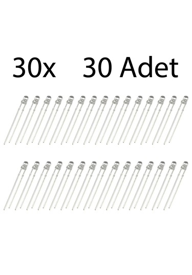 3mm Kristal Led Diyot Şeffaf Mantar Led Beyaz Led 30 Adet