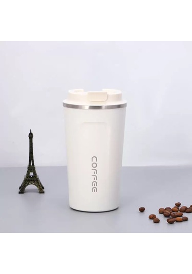 Geeroyoo Paslanmaz Çelik Termoslu Seyahat Kahve Kupası - 380ml Beyaz, Taşıma Kolaylığı Ve Dayanıklılık Beyaz