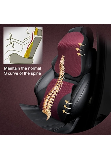 Sones Dört Mevsim Nefes Alabilen Hafızalı Köpük Araba Bel Yastığı Polyester Yastık Siyah