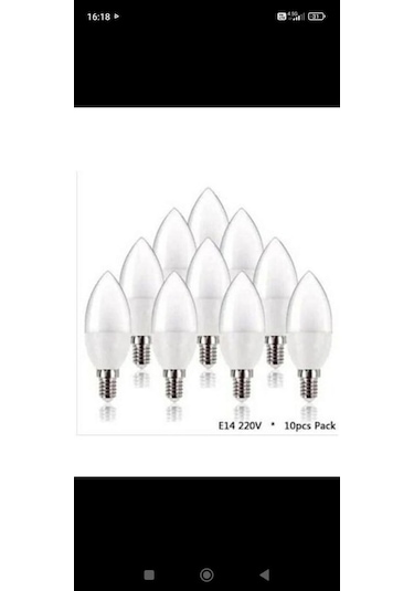 10 Adet 7 Watt E 14 Led Ampul Beyaz Işık İnce Duylu