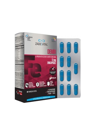 Zade Vital Demir Ve Prebiyotik Içerikli Takviye Edici Gıda 30 Kap
