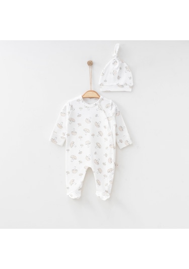 O'baby Mantar Baskılı Tulum Kız Ve Erkek 0/3/6Ay Patikli Bebek Tulum %10