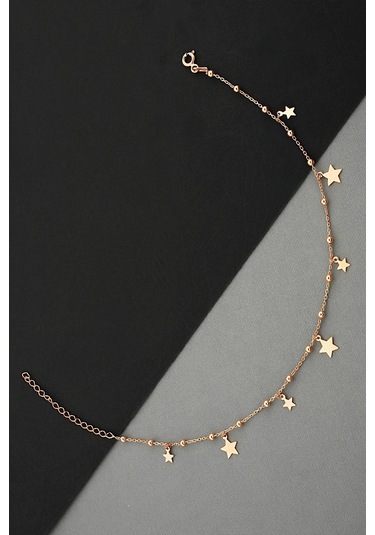 Argentum Concept Yıldızlı 925 Ayar Gümüş Rose Halhal - H003701 Pembe