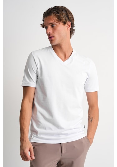 Alexander Gardi V Yaka Basic T-shirt Beyaz
