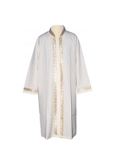 İşlemeli Cübbe, Sırmalı Cübbe, Imam Cübbesi - Beyaz Beyaz