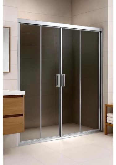 Duşakabin Füme Temper Cam Elegant Seri Ön Cephe Krom Profil - Yükseklik: 190 Cm Krom