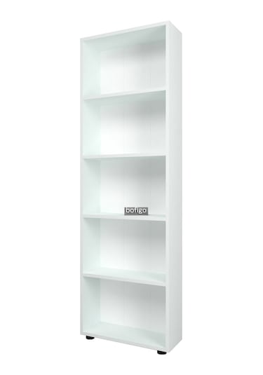 Bofigo Dekoratif 5 Raflı Kitaplık Modern Kitaplık Çınar Beyaz