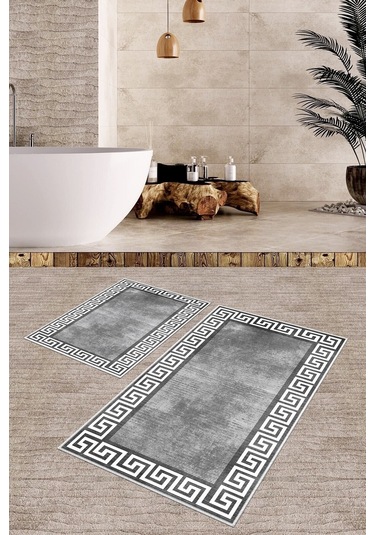 West Home Dijital Baskı Yıkanabilir Kaymaz Taban Salon Halısı Mutfak Halısı Yolluk Ve Banyo Paspası Wh 281 Grey