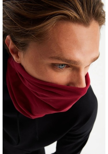 Erkek 4 Fonksiyonlu Koruyucu Pamuklu, Esnek, Terletmez, Bandana, Boyunluk, Maske - Tek Ebat / Bordo Bordo