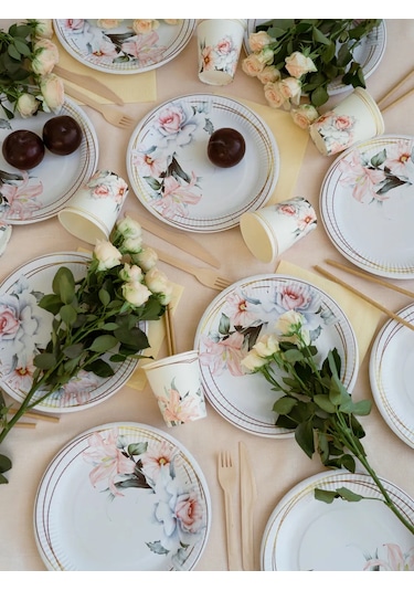 Albeta 20 Kişilik Düğün Parti İçin Tek Kullanımlık Sofra Takımı 258021205 100 adet