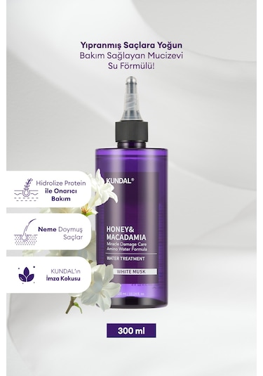 Yoğun Bakım Sağlayan Sıvı Saç Kremi Kundal Miracle Damage Care Water Treatment 300ml White Musk