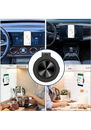 Gateesat Siyah 360 Derece Donen Manyetik Araba Telefon Tutucu Vakumlu Guclu Mıknatıs İphone Android