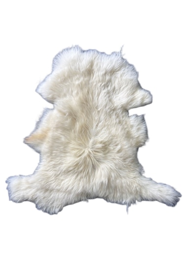 Gerçek Uzun Tüylü Koyun Postu - Naturel Uzun Tüylü Koyun Postu - Doğal Post Paspas Beyaz