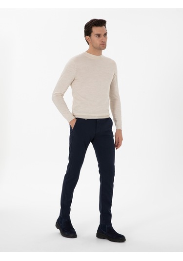 Cacharel Lacivert Slim Fit Kanvas Pantolon