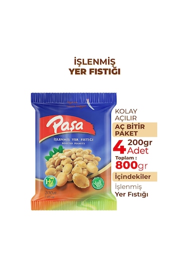 Paşa Kuruyemiş İşlenmiş Yer Fıstığı 4 x 200 G