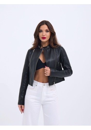6711 Deri Ceket-siyah Si Yah