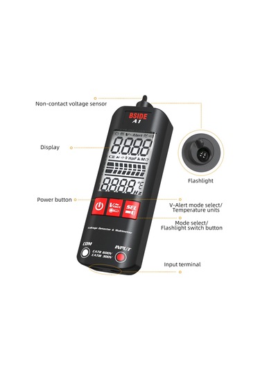 Bsıde A1 Mini Lcd Test Cihazı Voltaj Fermuarsız Kılıf Dijital Multimetre