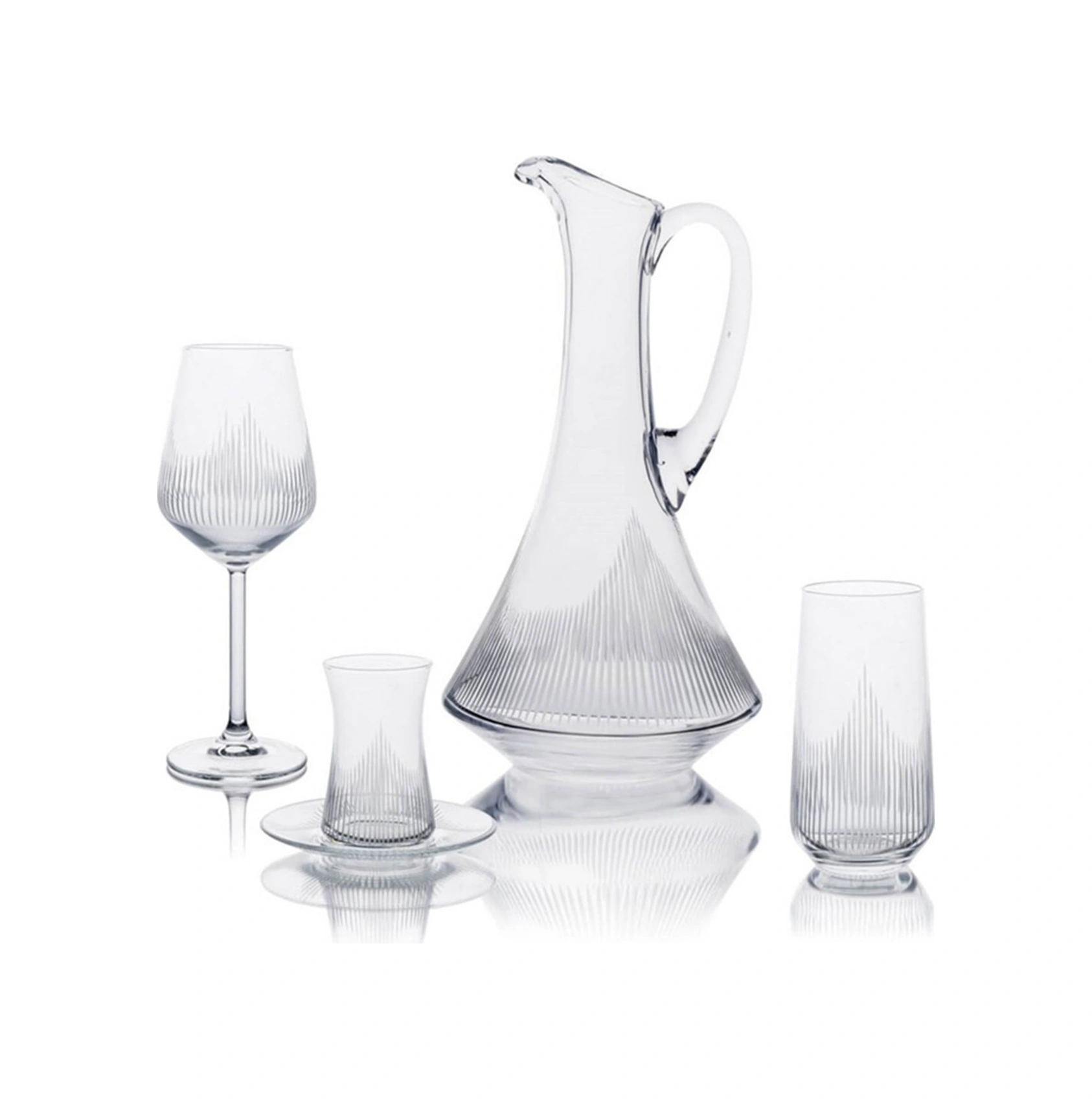 Hisar Karaflı 6 Kişilik 25 Parça Su Takımı Şeffaf