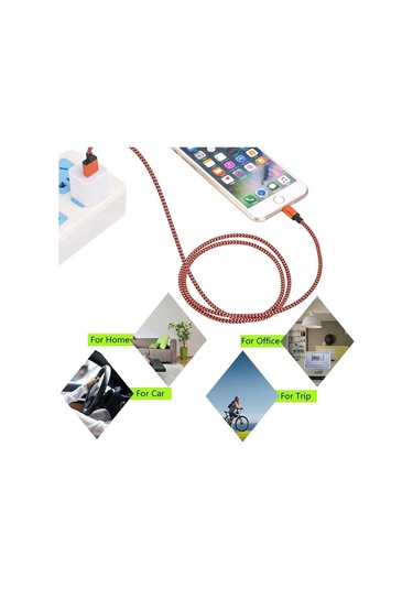 2m Dokuma Stil 8 Pin - Usb Sync Veri / Şarj Kablosu Gümüş