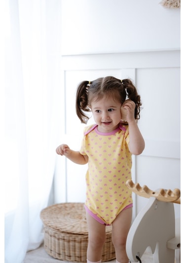 Lilabio %100 Pamuk 3'lü Kısa Kollu Bebek Body Renkli Çok Renkli