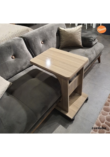 Eliusta %100 Mdf Tekerlekli C Yan Sehpa Koltuk Yanı Sehpa - Yeni