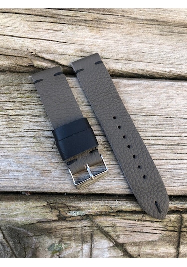 22 Mm Gri Deri El Yapımı Deri Kordon