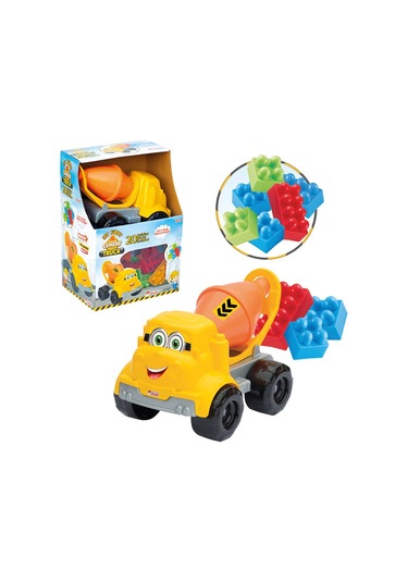 Oyuncak Kutulu Küçük Çimento Kamyon Bloklu 20 Parça