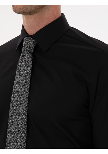 Cacharel Siyah Slim Fit Pamuk Karışımlı Gömlek
