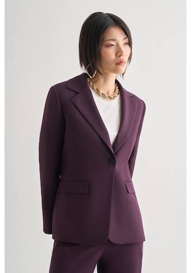Mizalle Mürdüm Tek Düğme Klasik Blazer Ceket Mürdüm