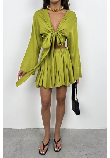 Bel Lastikli Kiloş Etek Lime