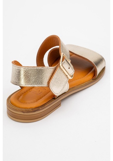 Majesty Altın Metalik Hakiki Deri Kadın Sandalet Altın