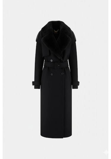 Guess Ella Kadın Siyah Yün Karışımlı Kaban 5bgl027125a-jblk Siyah