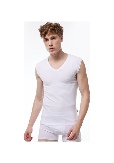 Malabadi Görünmez Atlet Erkek Beyaz Ten Rengi 2 Li Paket V Yaka Iz Yapmayan Modal Kolsuz Atlet 064 Beyaz-ten