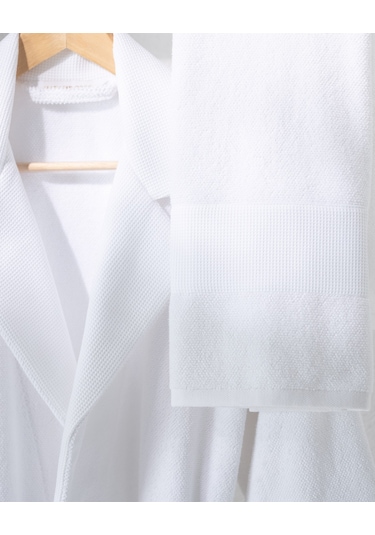 Madame Coco Carole Unisex %100 Pamuk Bornoz Set - Beyaz - Lüks Koleksiyon Born0000000054 Beyaz