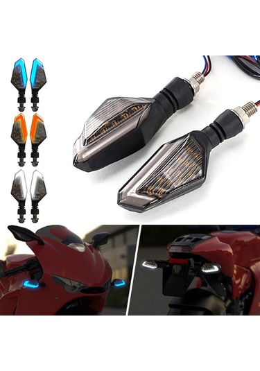 Mk-236 4 Adet 22led Motosiklet V Line İki Renkli Dönüş Işığı Sinyal Açısı Işığı Sarı Mavi