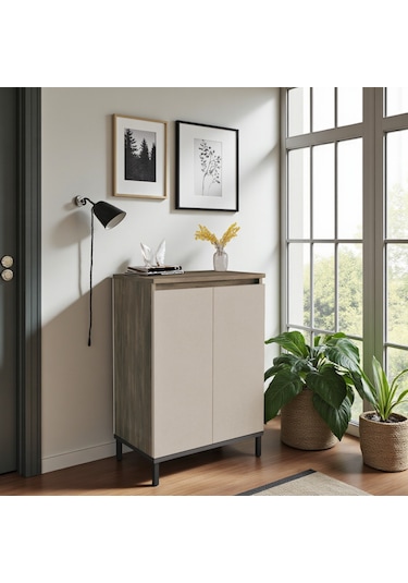 Robin Home Çok Amaçlı Dolap Ayakkabılık Metal Ayaklı Kahverengi