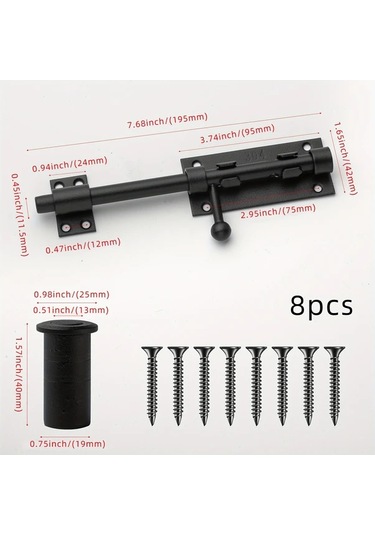 Lumaworld Silvery 11.6in Paslanmaz Çelik Sürgü Kapı Mandalı İç Ve Dış Mekan Kullanımı