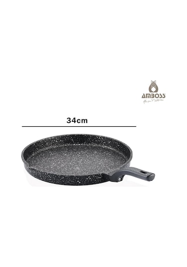 Döküm Granit Kapaklı Börek Ve Balık Tavası 34 Cm Siyah