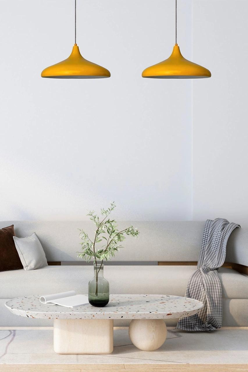 Champion Sarı Özel Kablo Avize - Alüminyum 35 Cm Cafe Rustik Sarkıt Mutfak Lamba Modelleri SARI