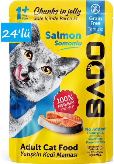 Bado Yetişkin Yaş Kedi Maması Somonlu 85gr 24'lü