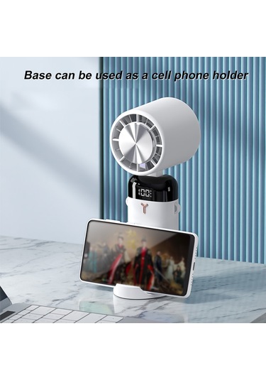 Springsun Masaüstü/ Boyun Bağcıklı El Fani - 90 Açı Ayarlı, 3600mah Pil, 3 Hız Seviyesi, Telefon Tutucu, Pil Göstergesi - Mavi S3214 Sojutma Yok Mavi