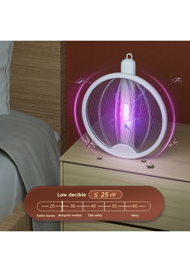 Ruicoo Katlanır 2'si 1 Arada Elektrikli Sivrisinek Öldürücü Lamba Ve El Tipi Sivrisinek Raketi - Usb Şarjlı