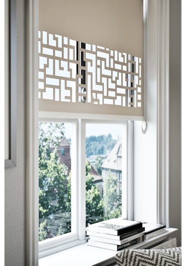 Lazer Kesim Mat Stor Perde, Lazer Kesimli Klasik Serisi, C-3003 Açık Kahverengi Açık Kahverengi