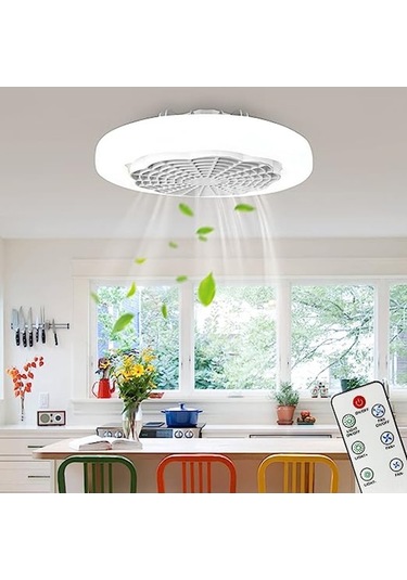 Neatmeat 10 İnç Uzaktan Kumandalı Kapalı Tavan Fanı Ve Aydınlatma - 3 Hız, 3 Işık Modu İle Esnek Montaj