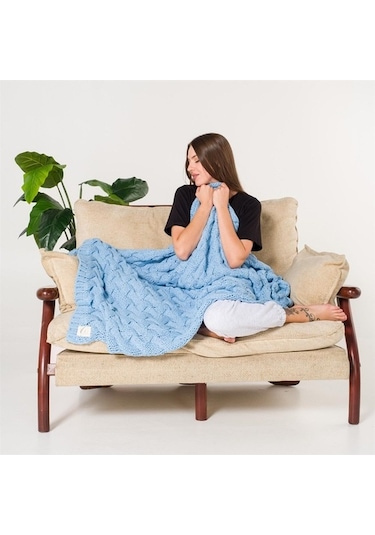 Serenita Saç Örgü Triko Tv Battaniyesi Throw Koltuk Şalı (538861611)-110X160