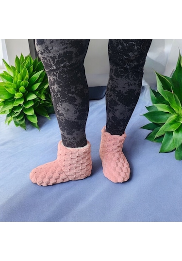 Ortopedik Yumuşacık Kışlık Peluş Hafif Taban Ev Botu,pandufu 001
